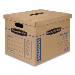 Bankers Box SmoothMove Classic Moving/Storage Boxes, Half Slotted Container (HSC), Medium, 15" x 18" x 14", Brown/Blue, 8/Carton (7717201)