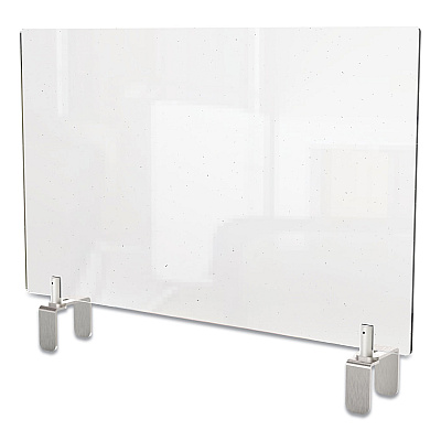 Ghent Clear Partition Extender with Attached Clamp, 36 x 3.88 x 30, Thermoplastic Sheeting (GHEPEC3036A)