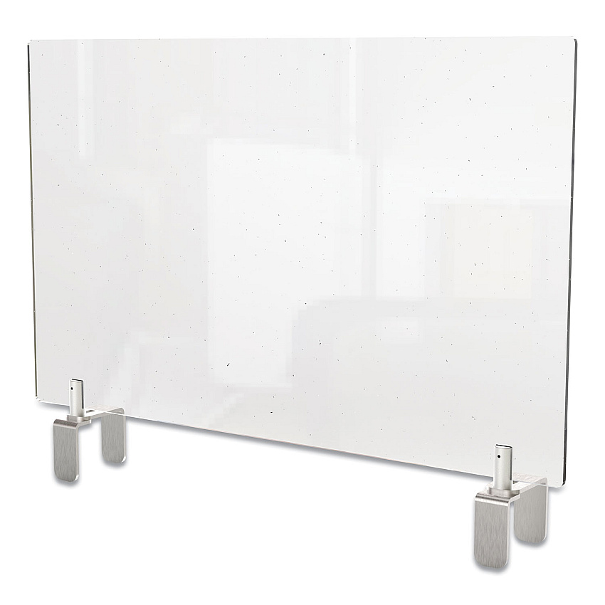 Ghent Clear Partition Extender with Attached Clamp, 36 x 3.88 x 30, Thermoplastic Sheeting (GHEPEC3036A)