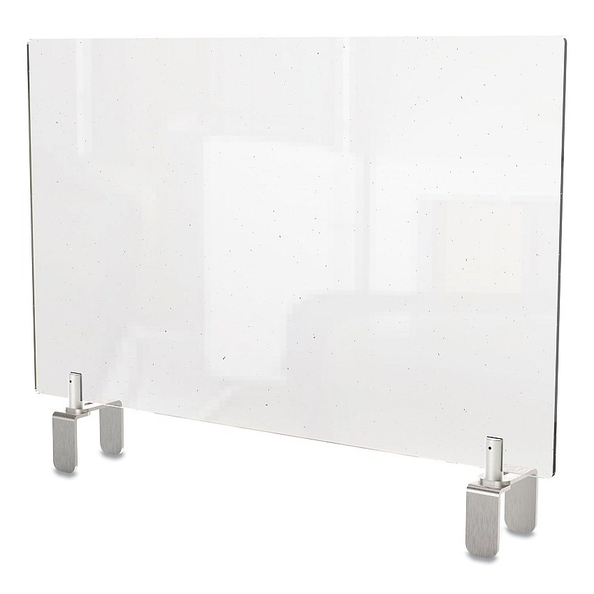 Ghent Clear Partition Extender with Attached Clamp, 29 x 3.88 x 18, Thermoplastic Sheeting (GHEPEC1829A)