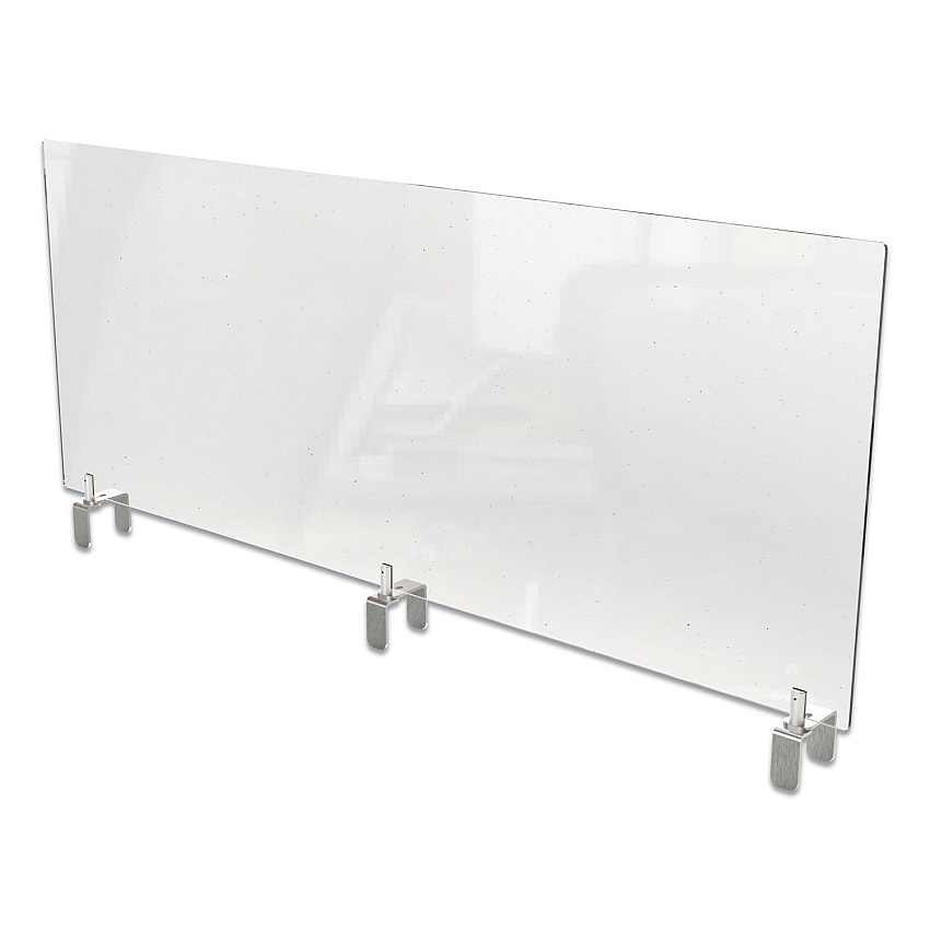 Ghent Clear Partition Extender with Attached Clamp, 48 x 3.88 x 30, Thermoplastic Sheeting (GHEPEC3048A)