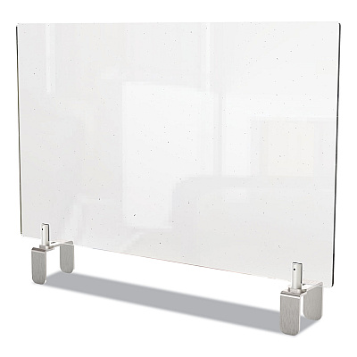 Ghent Clear Partition Extender with Attached Clamp, 42 x 3.88 x 30, Thermoplastic Sheeting (GHEPEC3042A)