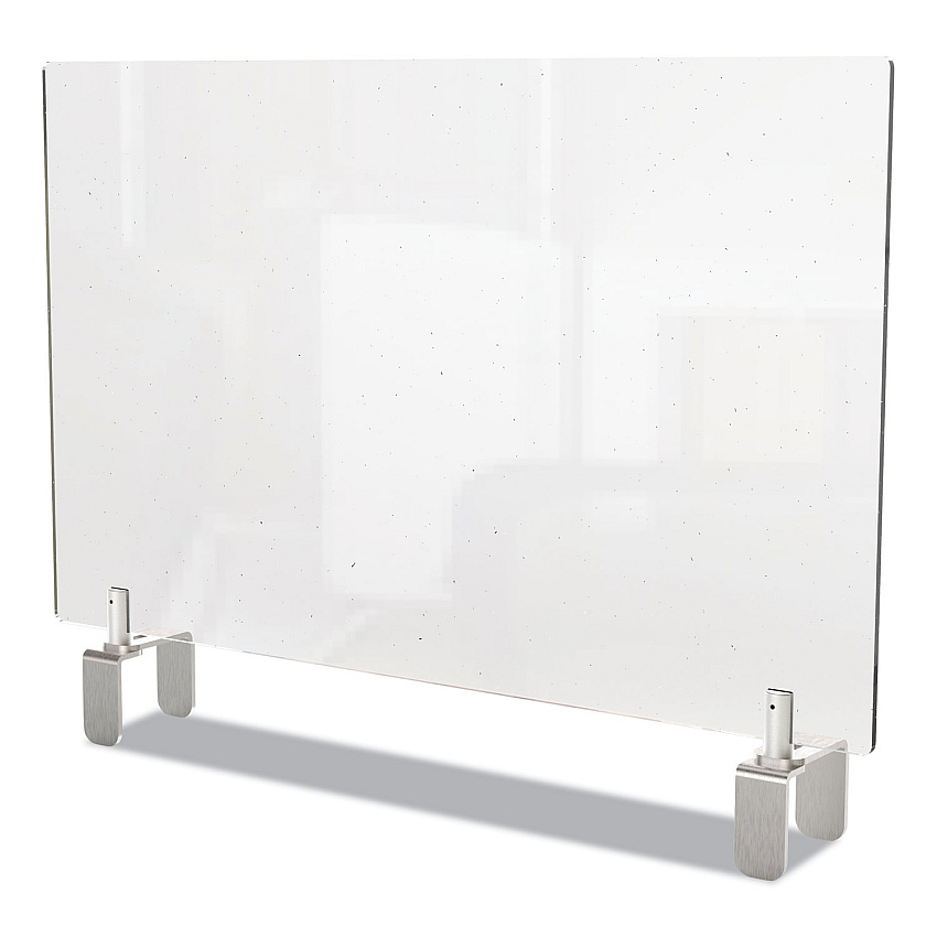 Ghent Clear Partition Extender with Attached Clamp, 42 x 3.88 x 30, Thermoplastic Sheeting (GHEPEC3042A)
