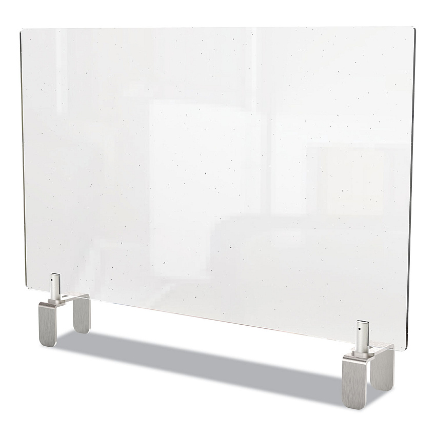 Ghent Clear Partition Extender with Attached Clamp, 42 x 3.88 x 24, Thermoplastic Sheeting (GHEPEC2442A)