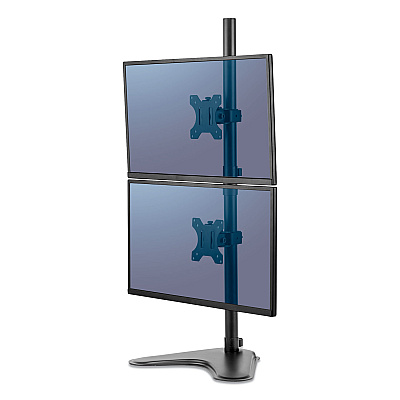 Fellowes Professional Series Freestanding Dual Stacking Monitor Arm, For 32" Monitors, 15.3" X 35.5" X 11", Black, Supports 17 Lb (8044001)