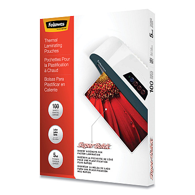 Fellowes Laminating Pouches, 5 mil, 9" x 11", Gloss Clear, 100/Pack (5223001)