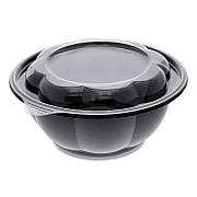 Pactiv Evergreen Roseware Bowl, 80 oz, 9.75" Diameter x 9h", Black Base/Clear Lid, Plastic, 252/Carton (PCTLRW80B120)