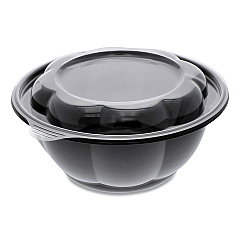 Pactiv Evergreen Roseware Bowl, 80 oz, 9.75" Diameter x 9h", Black Base/Clear Lid, Plastic, 252/Carton (PCTLRW80B120)