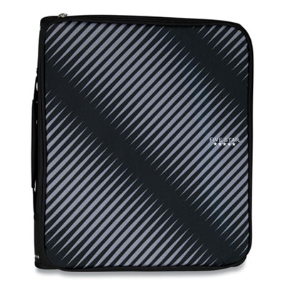 Five Star Zipper Binder, 3 Rings, 2" Capacity, 11 x 8.5, Black/Gray Zebra Print Design (ACC72536EA)