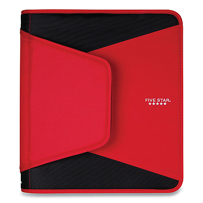 Five Star Tech Zipper Binder, 3 Rings, 1.5" Capacity, 11 x 8.5, Red/Black Accents (ACC72206)