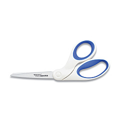 Westcott Non-Stick Titanium Bonded Scissors, 8" Long, 3.25" Cut Length, Crane-Style White/Blue Handle (16578)