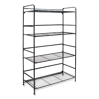 Advantus FlipShelf Four-Shelf Unit, 26.5w x 12d x 43h, Black (AVT38701)