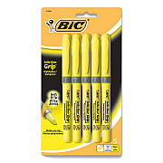 BIC Brite Liner Grip Pocket Highlighter, Fluorescent Yellow Ink, Chisel Tip, Yellow/Black/Silver Barrel, 5/Pack (BIC31289)