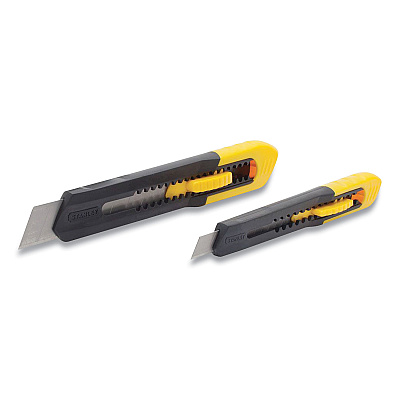 Stanley Two-Pack Quick Point Snap Off Blade Utility Knife, 9 mm and 18 mm Blades, Yellow/Black (BOSBOS10202)