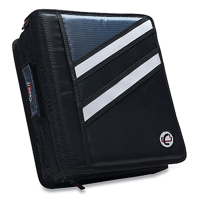 Case it Z-System 2-in-1 Zipper Binder, 3 Rings (x2), 1.5" Capacity (x2), 11 x 8.5, Black/Gray Accents (CAEZ176BLK)
