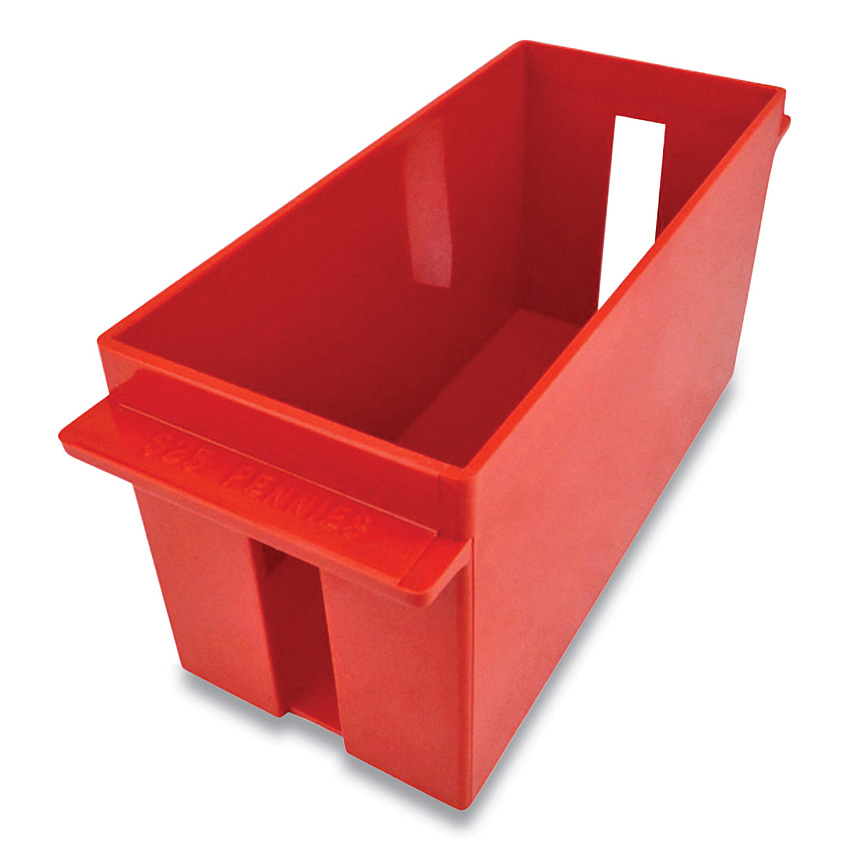 CONTROLTEK Extra-Capacity Coin Tray, Pennies, 1 Compartment,  Denomination and Capacity Etched On Side, Stackable, Plastic, Red (CNK560162)