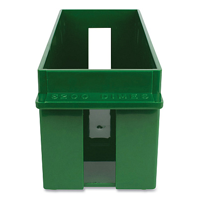 CONTROLTEK Extra-Capacity Coin Tray, Dimes, 1 Compartment, Denomination and Capacity Etched On Side, 10.5 x 4.75 x 5, Plastic, Green (CNK560166)