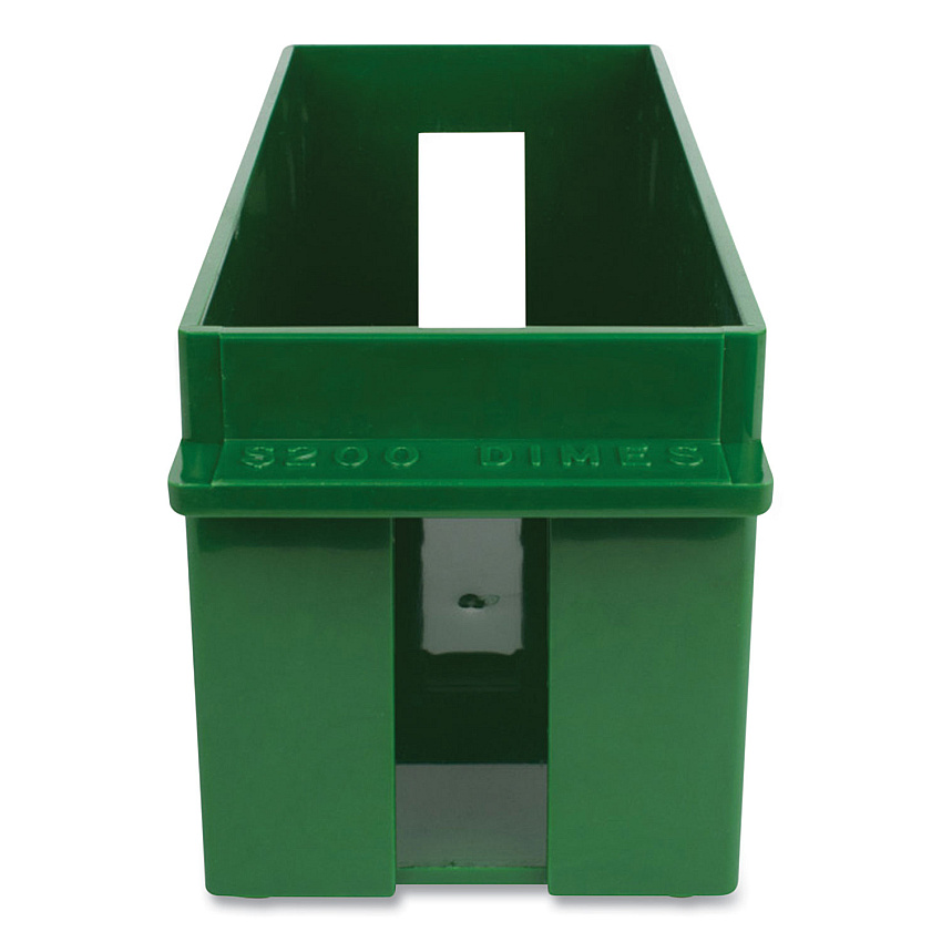 CONTROLTEK Extra-Capacity Coin Tray, Dimes, 1 Compartment, Denomination and Capacity Etched On Side, 10.5 x 4.75 x 5, Plastic, Green (CNK560166)