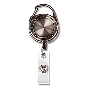 COSCO MyID Carabiner-Style Badge Reel, Retractable 23" Nylon Cord, Pewter (CSC075031)