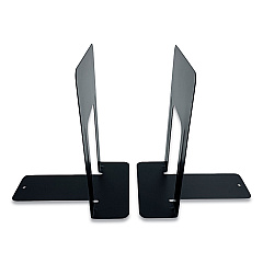 Huron Steel Bookends, Contemporary Style, Nonskid, 6 x 8 x 9.25, Black, 1 Pair (CTXHASZ0039)