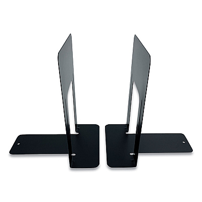 Huron Steel Bookends, Contemporary Style, Nonskid, 6 x 8 x 9.25, Black, 1 Pair (CTXHASZ0039)