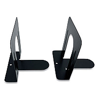 Huron Steel Bookends, Contemporary Style, Nonskid, 4.75 x 4.75 x 4.75, Black, 1 Pair (CTXHASZ0038)