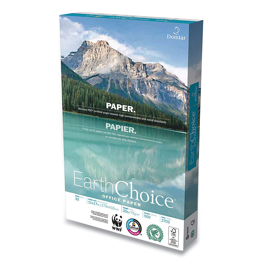 Domtar EarthChoice Office Paper, 92 Bright, 20 lb Bond Weight, 11 x 17, White, 500/Ream (DMR2703)