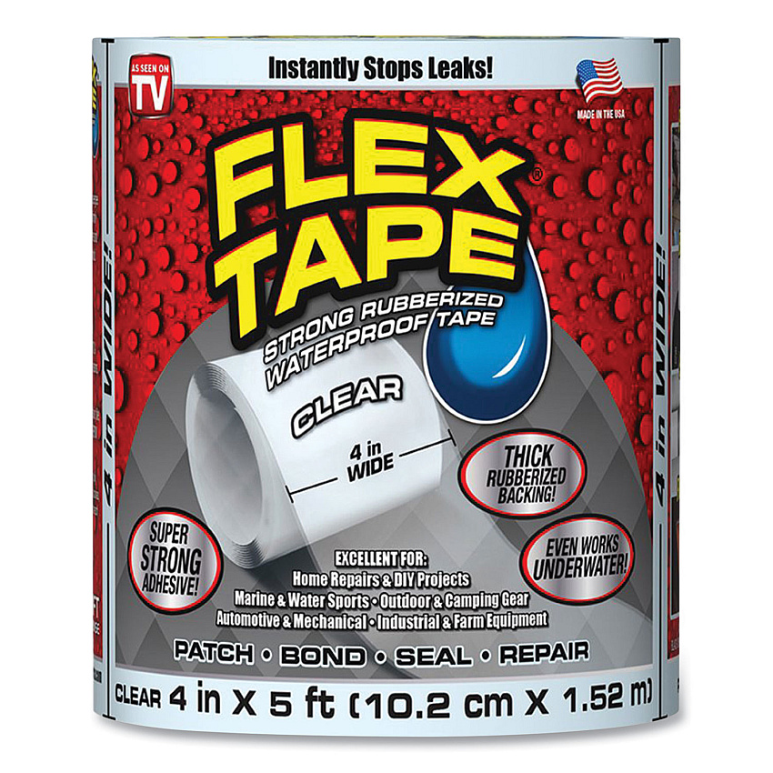 Flex Seal General Purpose Repair Tape, 4" x 1.67 yds, Clear (FSGTFSCLRR0405)