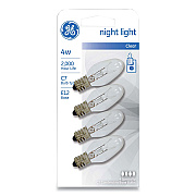 GE Incandescent C7 Night Light Bulb, 4 W, Clear, 4/Pack (GEL20572)