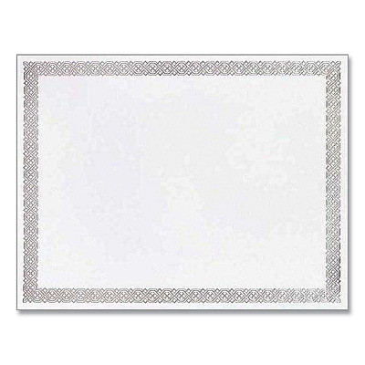 Great Papers Foil Border Certificates, 8.5 x 11, Ivory/Silver, Braided with Silver Border, 15/Pack (GRP963027S)
