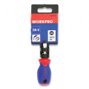 Workpro Straight-Handle Cushion-Grip Screwdriver, 1/4" Slotted Tip, 1.5" Shaft (W021001WE)