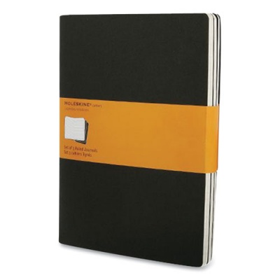 Moleskine Cahier Journal, 1-Subject, Narrow Rule, Black Cover, 10 x 7.5 Sheets, 3/Pack (705038)