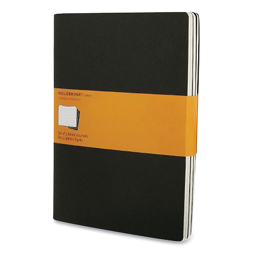 Moleskine Cahier Journal, 1-Subject, Narrow Rule, Black Cover, 10 x 7.5 Sheets, 3/Pack (HBG705038)