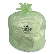 Heritage Biotuf Compostable Can Liners, 48 gal, 0.8 mil, 42" x 48", Green, 25 Bags/Roll, 5 Rolls/Carton (HERY8448EER01)