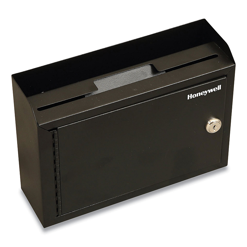 Honeywell Drop Box Safe with Keys, 9.9 x 3 x 7.1, 0.12 cu ft, Black (HWL6204)