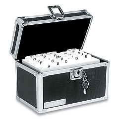 Vaultz Locking Index Card File, Holds 550 5 x 8 Cards, 8.75 x 5.5 x 5.75, Black (IDEVZ01280)