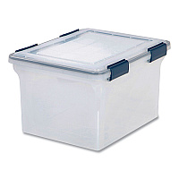 IRIS WEATHERTIGHT File Box, Letter/Legal Files, 15.5 x 17.9 x 10.8, Clear/Blue Accents (IRS110601)