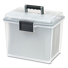 IRIS WEATHERTIGHT Portable File Box, Letter Files, 13.7 x 10.4 x 11.8, Clear/Gray Accents (IRS110351)