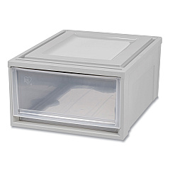 IRIS Stackable Storage Drawer, 7.75 gal, 15.75" x 19.62" x 9", Gray/Translucent Frost (IRS170473)