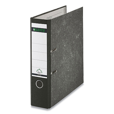 Leitz European A4 Lever-Arch Two-Ring Binder, 3" Capacity, 11.7 x 8.27, Black Marble (LTZR80BK)