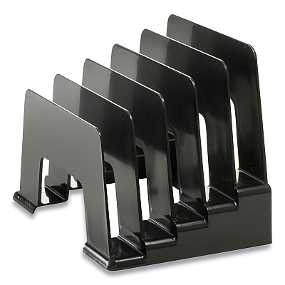 Officemate Recycled Incline Mail Sorter, 5 Sections, Envelopes, 8 x 5.5 x 6, Black (OIC26002)