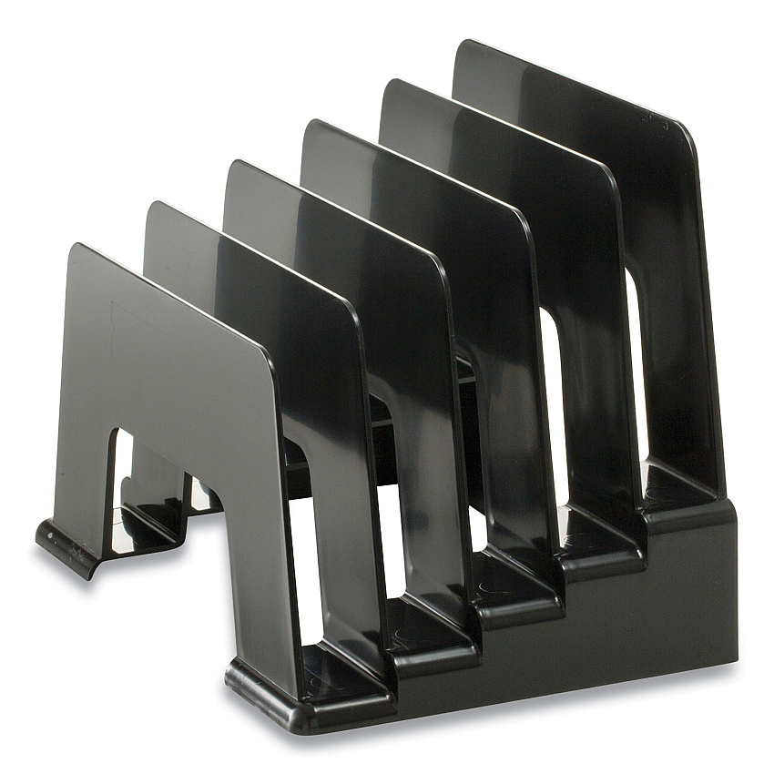 Officemate Recycled Incline Mail Sorter, 5 Sections, Envelopes, 8 x 5.5 x 6, Black (OIC26002)