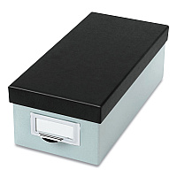 Oxford Index Card Storage Box, Holds 1,000 3 x 5 Cards, 5.5 x 11.5 x 3.88, Pressboard, Blue Fog/Black (OXF406355)