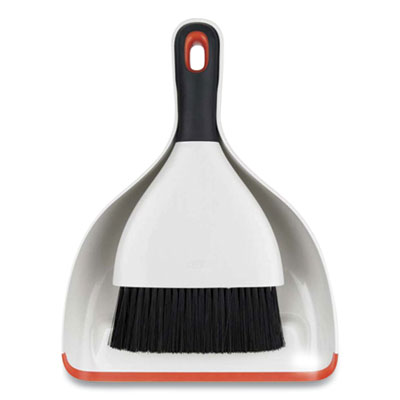 OXO Good Grips Dust Pan and Brush, 12 x 9, 2" Handle, Plastic, White (OXO1334480)