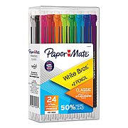 Paper Mate Write Bros Mechanical Pencil, 0.7 mm, HB (#2), Black Lead, Black Barrel with Assorted Clip Colors, 24/Box (PAP2096310)