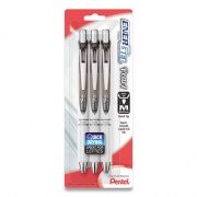Pentel EnerGel Pearl Gel Pen, Retractable, Medium 0.7 mm, Black Ink, White/Black Barrel, 3/Pack (BL77WBPS3A)