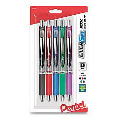 Pentel EnerGel RTX Gel Pen, Retractable, Bold 1 mm, Assorted Ink and Barrel Colors, 5/Pack (PENBL80BP5M)