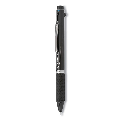 Pentel EnerGel 3 Multi-Color Gel Pen, Retractable, Fine 0.5 mm, Black/Blue/Red Ink, Gray Barrel (PENBLC35N)