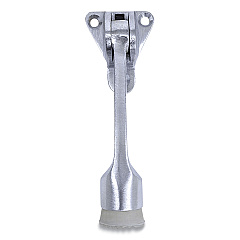Tell Hinged Kick-Down Door Stop with Triangular Three-Point Mounting Plate, 1" Wide Door Mount, 4.18 Long Stopper, Satin Chrome (PFQDT100008)
