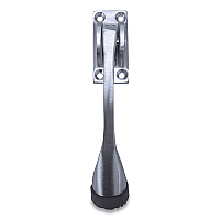 Tell Hinged Kick-Down Door Stop with Rectangular Four-Point Mounting Plate, 0.75" Wide Door Mount, 4.25 Long Stopper, Satin Chrome (PFQDT100007)